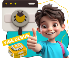 Тестирование & Vibe Debug. Охотники за багами - КИБЕРшкола программирования для детей, компьютерные курсы для школьников, начинающих и подростков - KIBERone г. Верхняя Пышма
